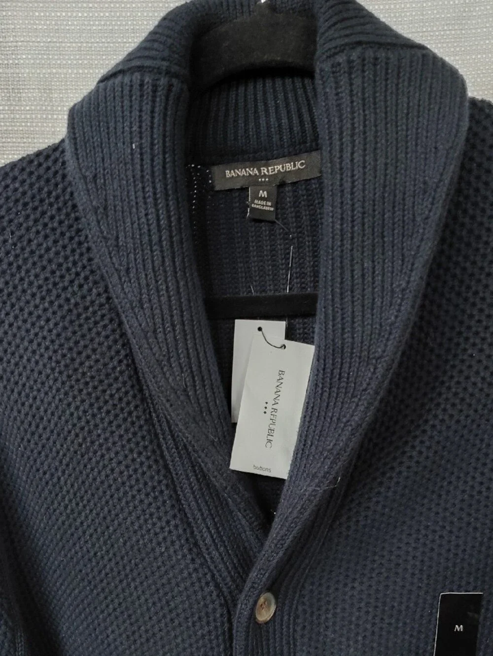 NWT Banana Republic Men's Navy Shawl-Collar Button Cardigan Sweater Medium